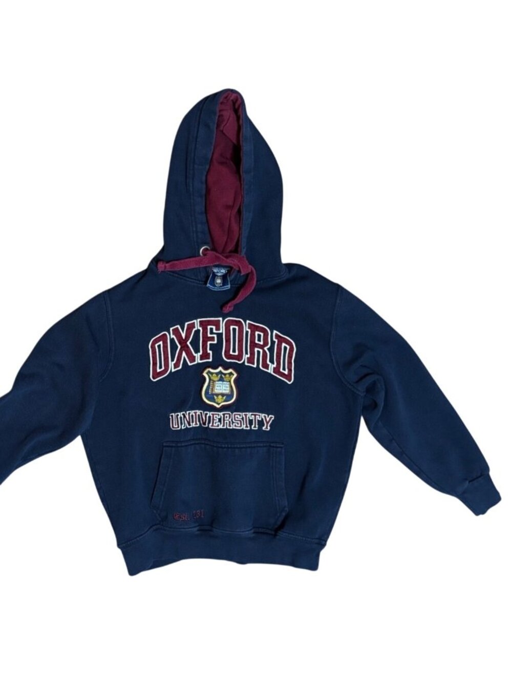 Womens Oxford University Navy Blue Hoodie Logo Size L Y2K